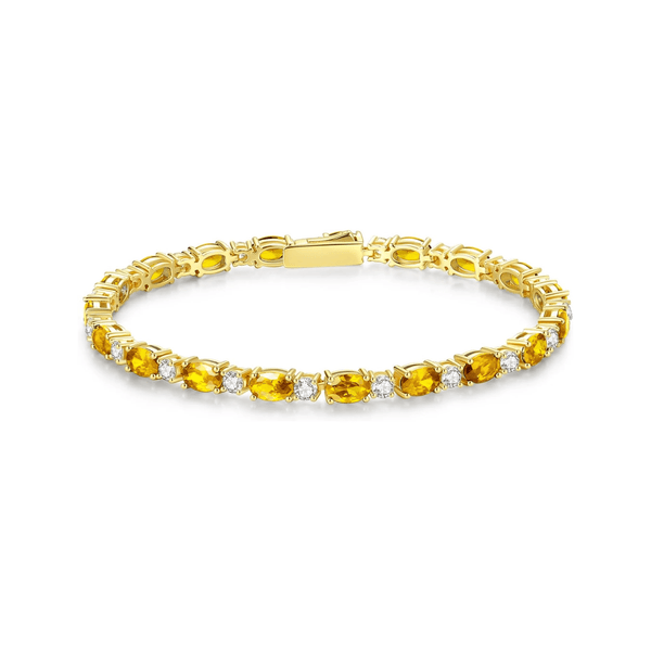 14K Gold Plated Birthstone Tennis Bracelet for Women – 7" Elegant Crystal Bracelet - KARMARKA