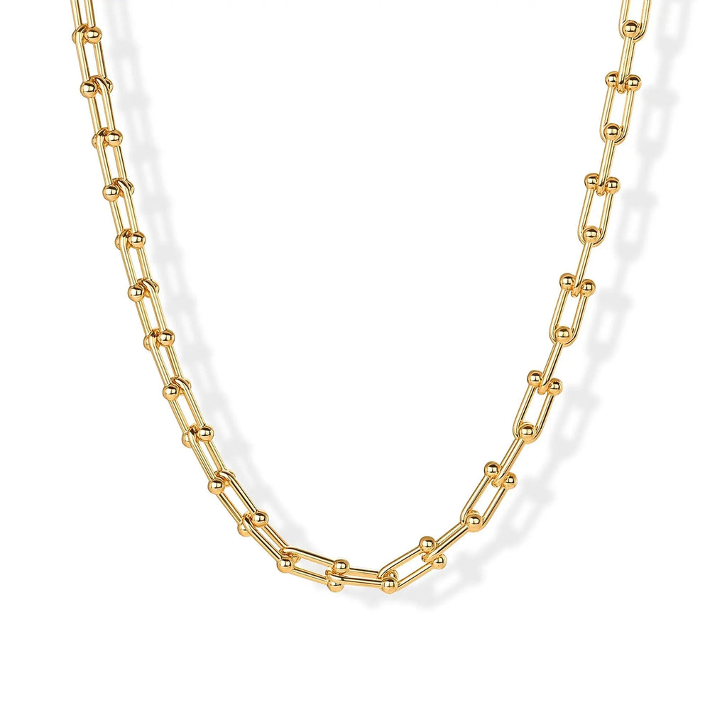 14K Gold Plated Chunky Chain Choker Necklaces for Women - Gold Statement Graduated Link Chain Necklace - Bold Oval Link Barbell Links Paperclip Chains - KARMARKA