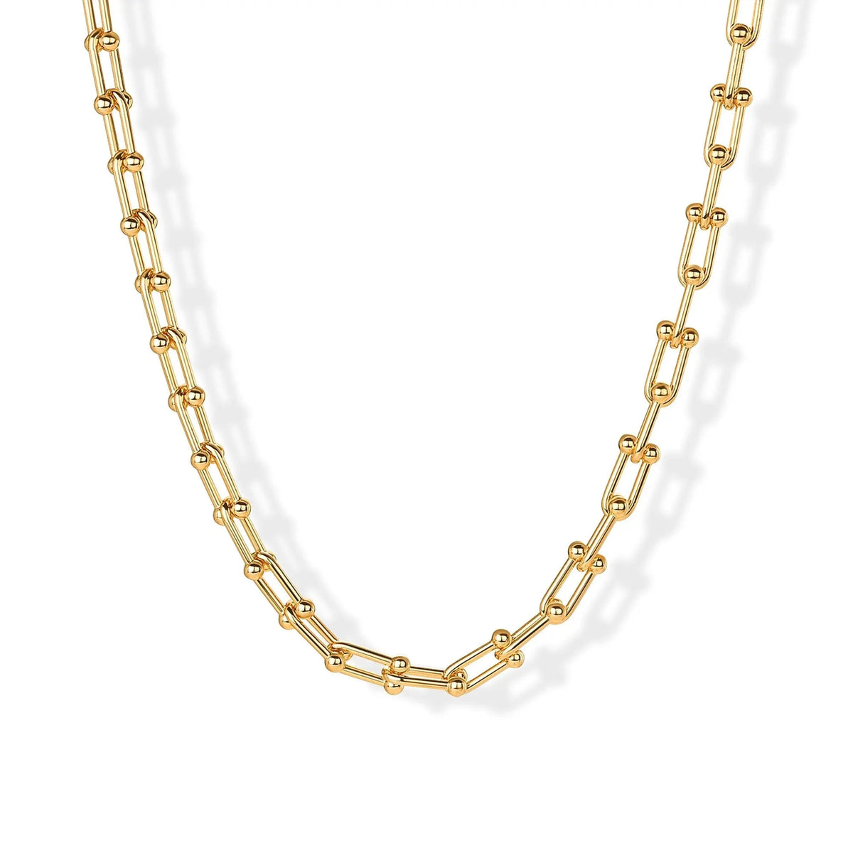 14K Gold Plated Chunky Chain Choker Necklaces for Women - Gold Statement Graduated Link Chain Necklace - Bold Oval Link Barbell Links Paperclip Chains - KARMARKA