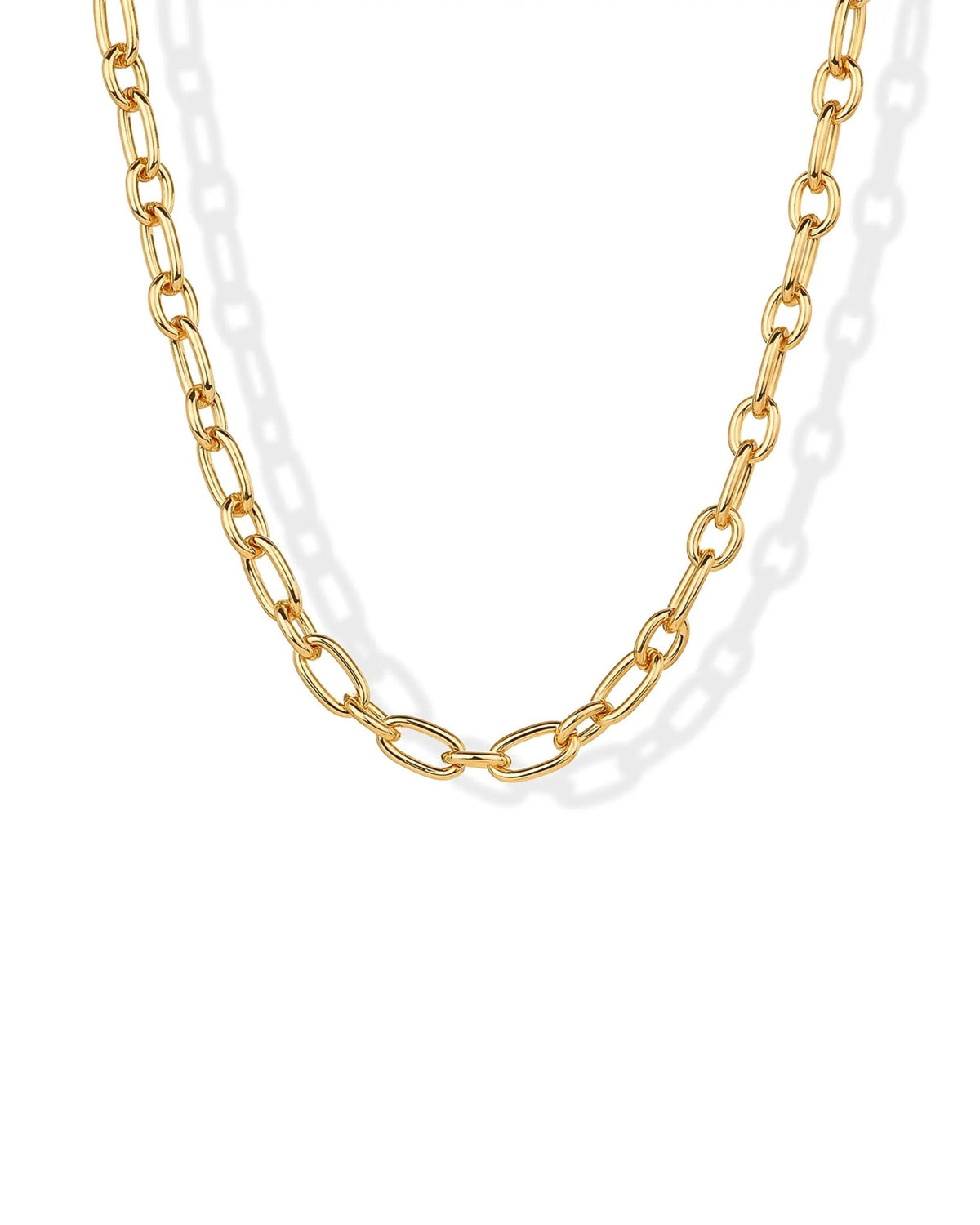 14K Gold Plated Chunky Chain Choker Necklaces for Women - Gold Statement Graduated Link Chain Necklace - Bold Oval Link Barbell Links Paperclip Chains - KARMARKA