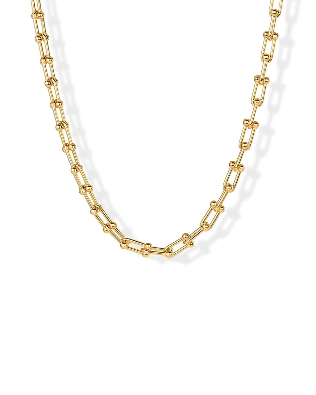 14K Gold Plated Chunky Chain Choker Necklaces for Women - Gold Statement Graduated Link Chain Necklace - Bold Oval Link Barbell Links Paperclip Chains - KARMARKA
