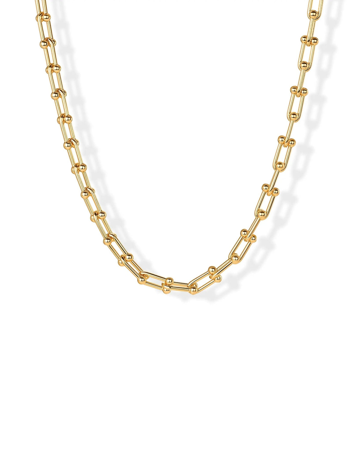 14K Gold Plated Chunky Chain Choker Necklaces for Women - Gold Statement Graduated Link Chain Necklace - Bold Oval Link Barbell Links Paperclip Chains - KARMARKA