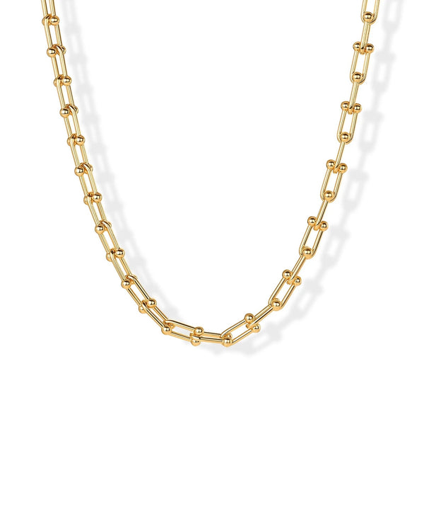 14K Gold Plated Chunky Chain Choker Necklaces for Women - Gold Statement Graduated Link Chain Necklace - Bold Oval Link Barbell Links Paperclip Chains - KARMARKA