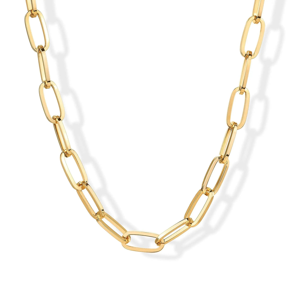 14K Gold Plated Chunky Chain Choker Necklaces for Women - Gold Statement Graduated Link Chain Necklace - Bold Oval Link Barbell Links Paperclip Chains - KARMARKA Main image