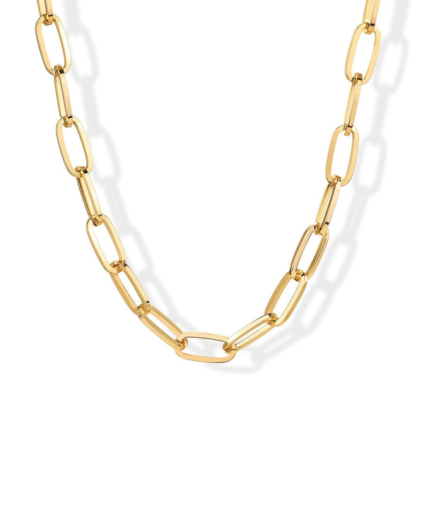 14K Gold Plated Chunky Chain Choker Necklaces for Women - Gold Statement Graduated Link Chain Necklace - Bold Oval Link Barbell Links Paperclip Chains - KARMARKA