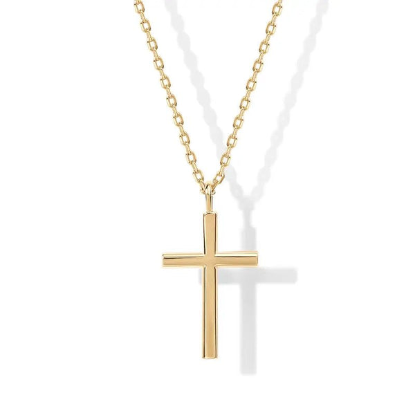 14K Gold Plated Cross Necklace for Women – Simple Layered Dainty Cross Pendant, Minimalist Gold Tone Chain Necklace, Elegant Christian Religious Jewelry Gift for Her - KARMARKA