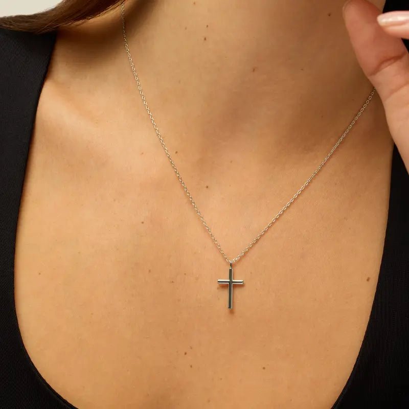 14K Gold Plated Cross Necklace for Women – Simple Layered Dainty Cross Pendant, Minimalist Gold Tone Chain Necklace, Elegant Christian Religious Jewelry Gift for Her - KARMARKA