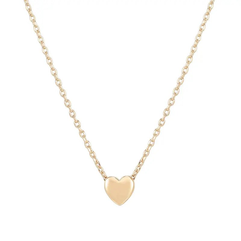 14K Gold Plated Cubic Zirconia Heart Necklace - Cute Dainty Love Pendant Necklaces for Women - KARMARKA