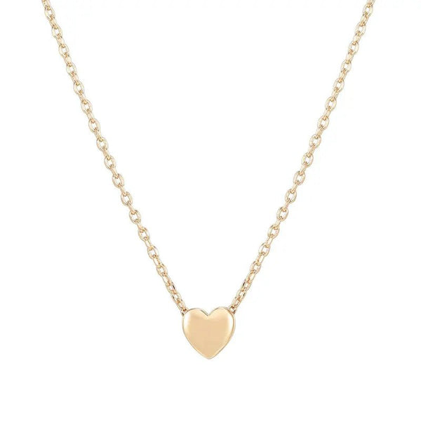 14K Gold Plated Cubic Zirconia Heart Necklace - Cute Dainty Love Pendant Necklaces for Women - KARMARKA