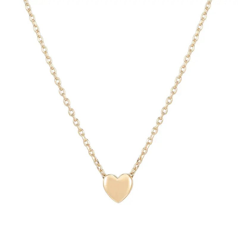 14K Gold Plated Cubic Zirconia Heart Necklace - Cute Dainty Love Pendant Necklaces for Women - KARMARKA Main image