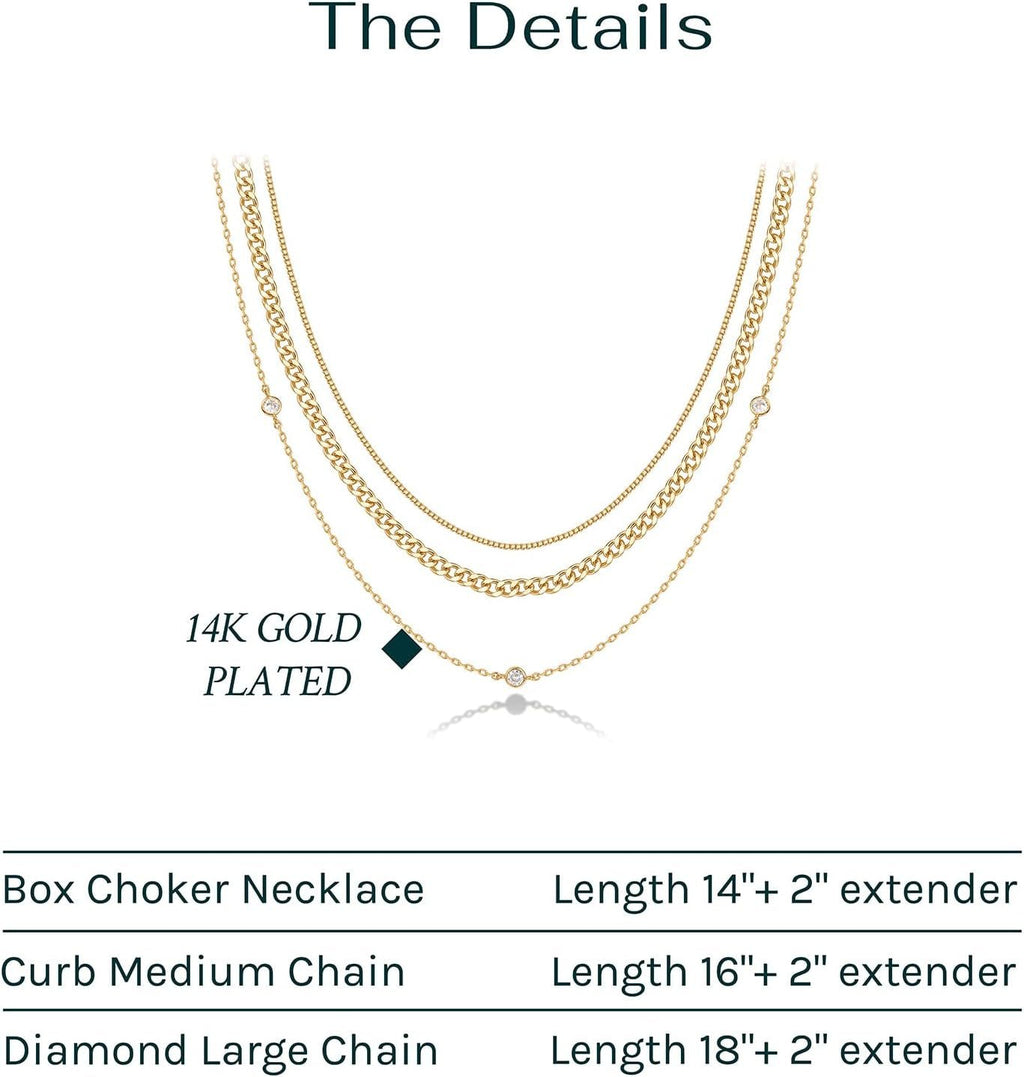 14K Gold Plated Dainty Layering Necklaces for Women, Pendant Necklace - KARMARKA