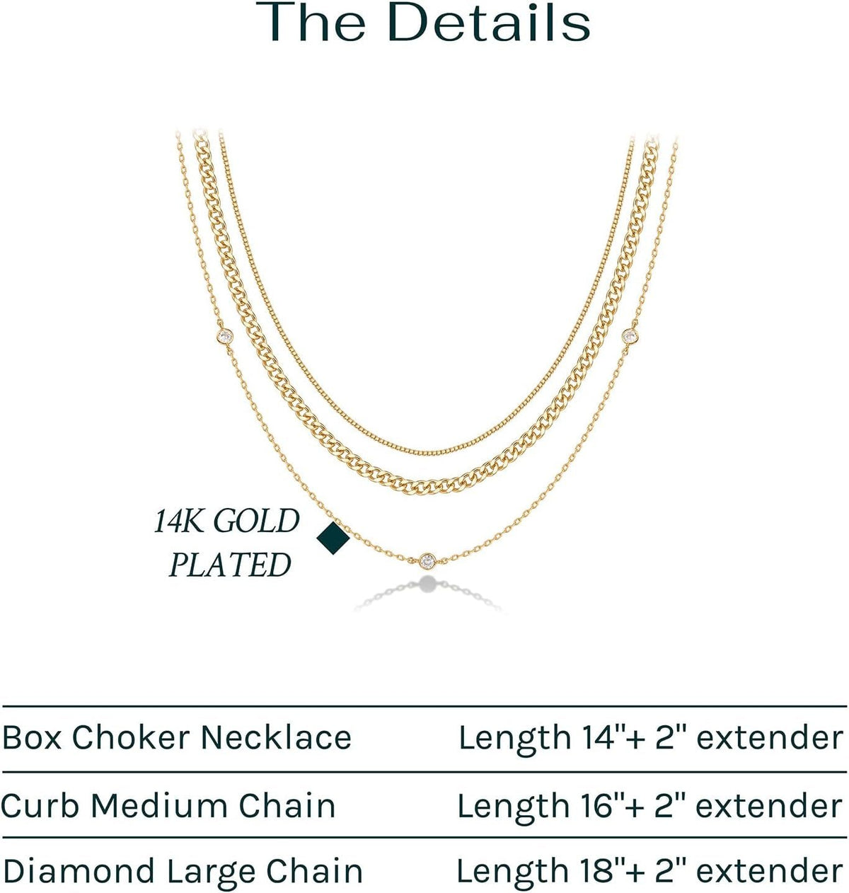 14K Gold Plated Dainty Layering Necklaces for Women, Pendant Necklace - KARMARKA