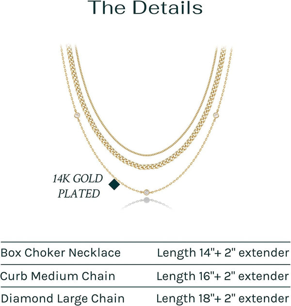 14K Gold Plated Dainty Layering Necklaces for Women, Pendant Necklace - KARMARKA