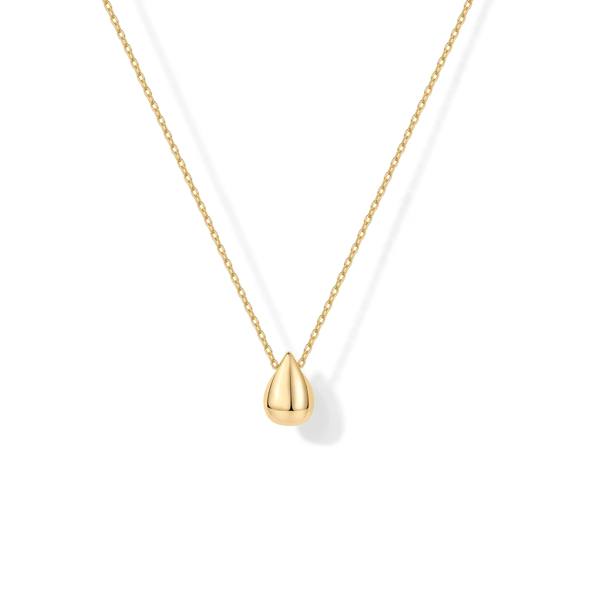 14K Gold Plated Dainty Pear Pendant Necklace for Women | Tear Pendant Necklaces - KARMARKA Main image
