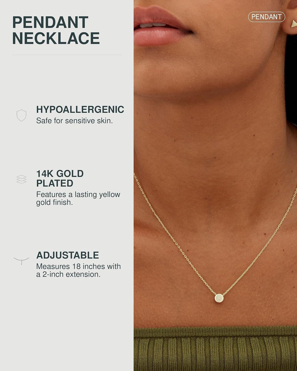 14K Gold Plated Dainty Pendant Necklaces for Women, Motif Charms - KARMARKA