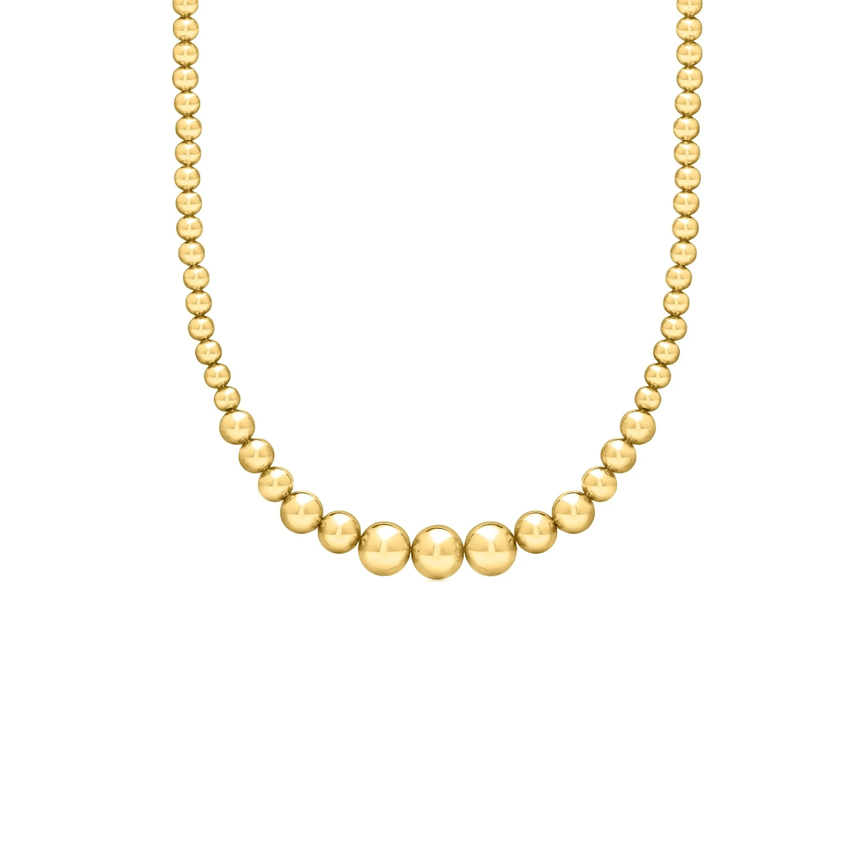 14K Gold-Plated Graduated Bead Necklace – 6–12mm, 18" - KARMARKA
