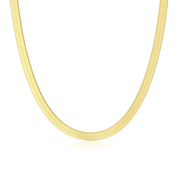 14K Gold Plated Herringbone Necklace for Women – Dainty Snake Chain Choker - KARMARKA