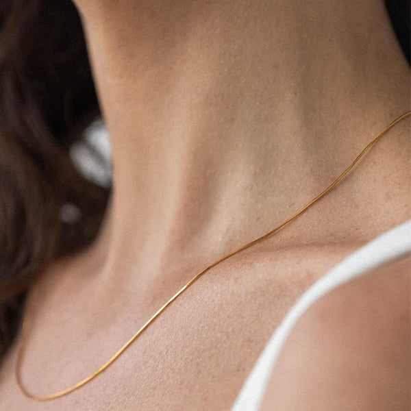 14K Gold Plated Herringbone Necklaces for Women, Dainty Gold Snake Choker Chain Non Tarnish Trendy Simple Thin & Chunky Options Neckalce 1.5/3/5/6/8Mm Chain Jewelry for Gifts - KARMARKA