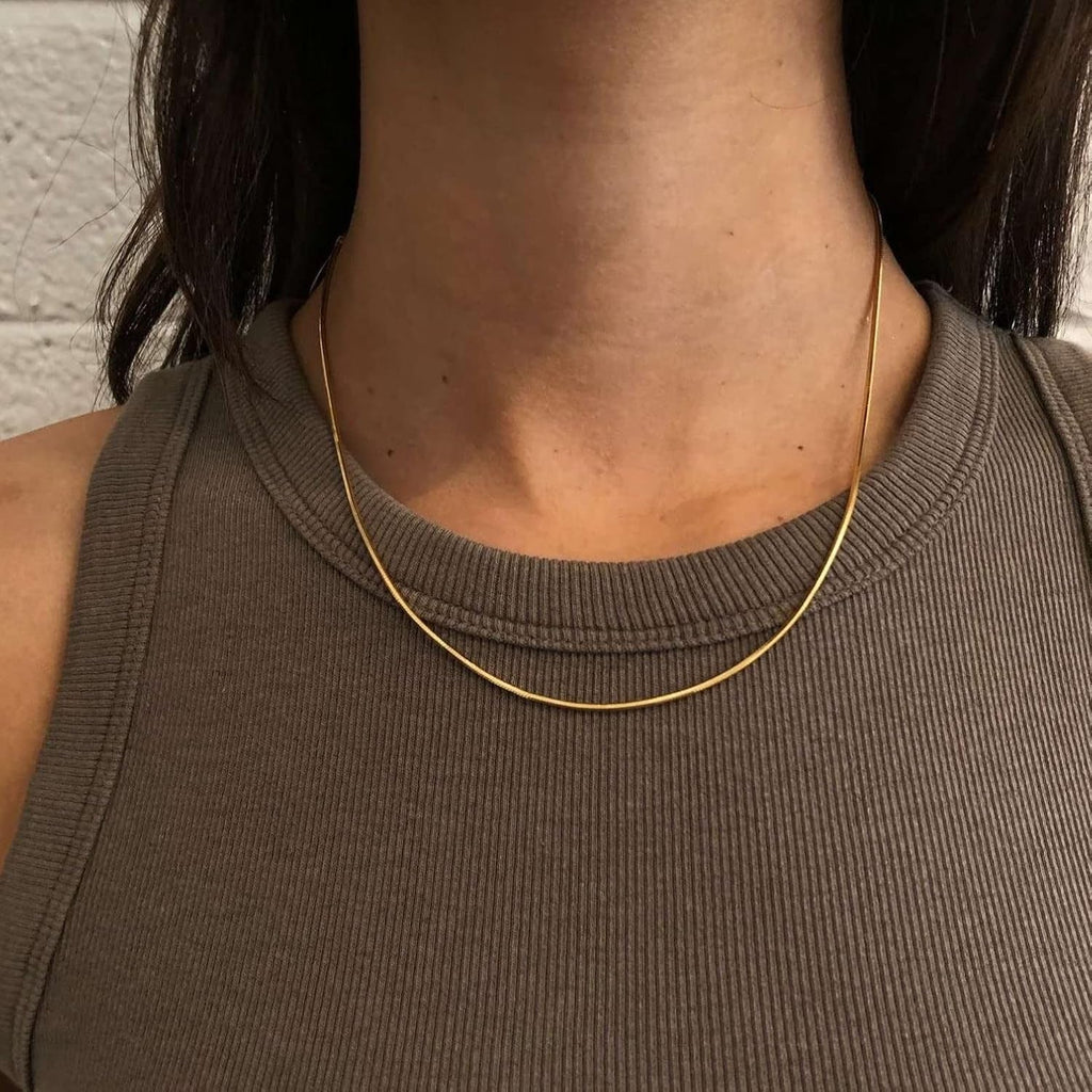 14K Gold Plated Herringbone Necklaces for Women, Dainty Gold Snake Choker Chain Non Tarnish Trendy Simple Thin & Chunky Options Neckalce 1.5/3/5/6/8Mm Chain Jewelry for Gifts - KARMARKA