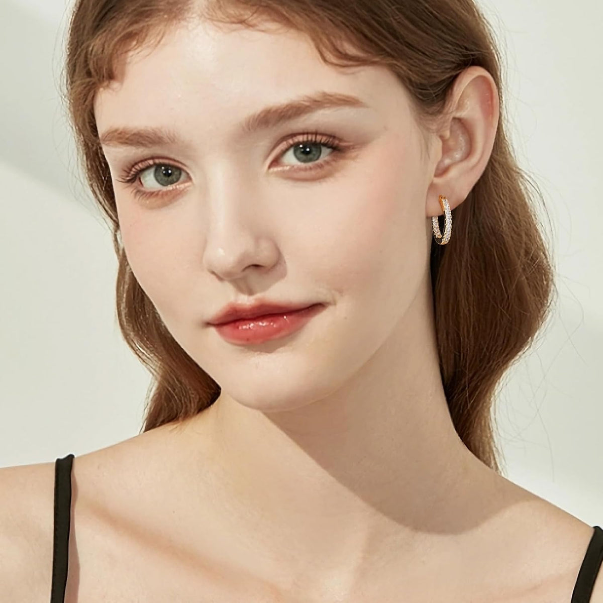 14K Gold Plated Hoop Earrings for Women, CZ Hoop Earrings - KARMARKA