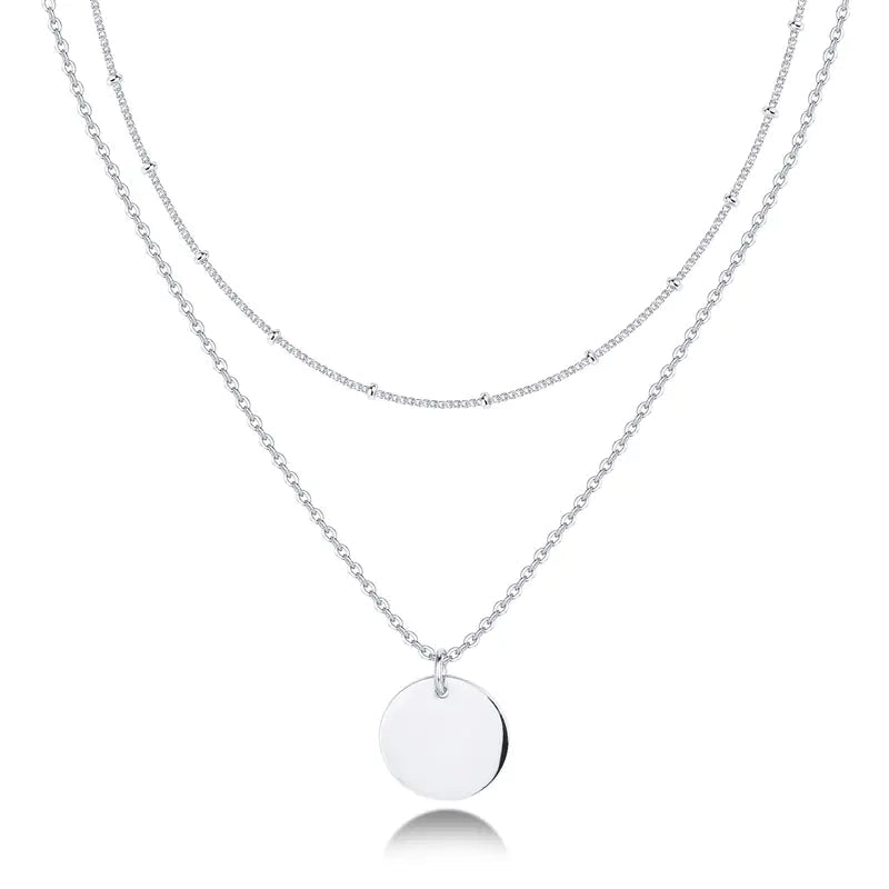 14K Gold Plated Layered Coin Pendant Necklace for Women – Dainty Minimalist Gold Tone Disc Charm Necklace, Elegant Layering Chain Jewelry, Fashion Gift for Her - KARMARKA