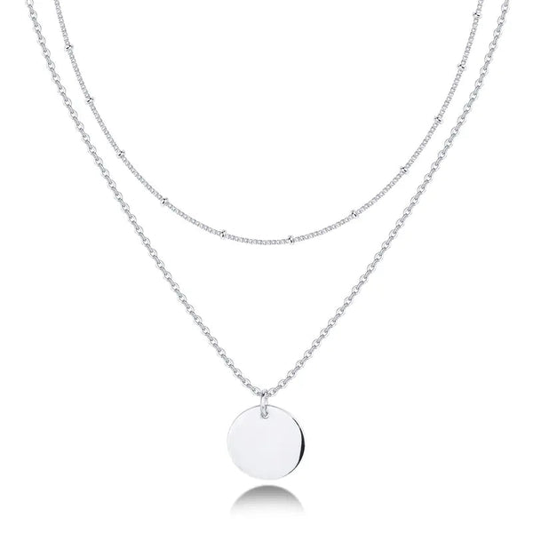 14K Gold Plated Layered Coin Pendant Necklace for Women – Dainty Minimalist Gold Tone Disc Charm Necklace, Elegant Layering Chain Jewelry, Fashion Gift for Her - KARMARKA