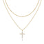 14K Gold Plated Layered Cross Pendant Necklace for Women – Dainty Minimalist Gold Tone Religious Jewelry, Elegant Layering Necklace Gift - KARMARKA