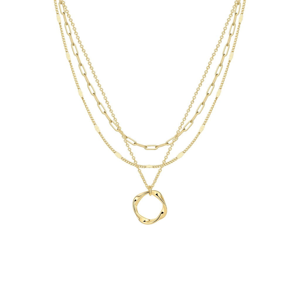 14K Gold-Plated Layered Necklace – Dainty Herringbone, Cuban & Paperclip Chains - KARMARKA