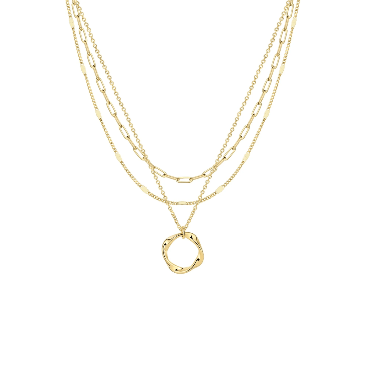 14K Gold-Plated Layered Necklace – Dainty Herringbone, Cuban & Paperclip Chains - KARMARKA