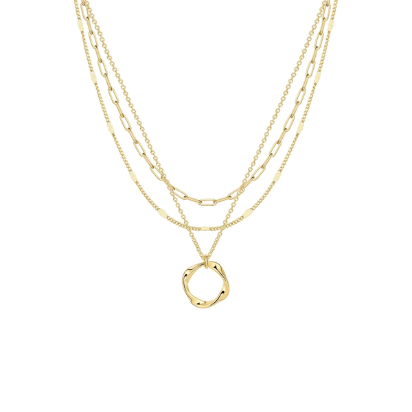 14K Gold-Plated Layered Necklace – Dainty Herringbone, Cuban & Paperclip Chains - KARMARKA