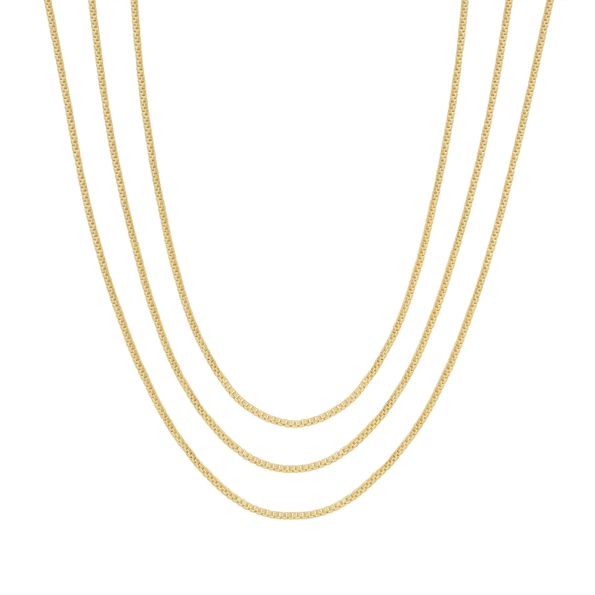 14K Gold Plated Layered Triple Chain Necklaces for Women - Fine Charm Jewelry - 0.55Mm 0.65Mm 0.7Mm Thick Trendy Necklace - KARMARKA