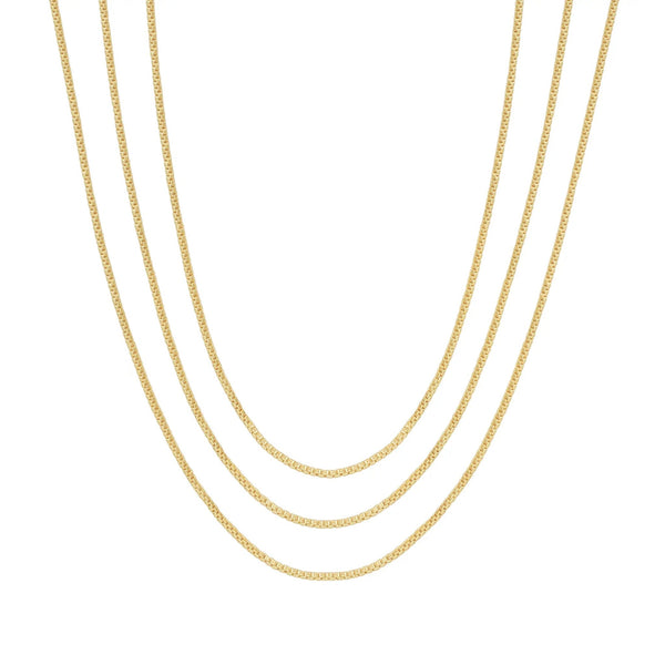 14K Gold Plated Layered Triple Chain Necklaces for Women - Fine Charm Jewelry - 0.55Mm 0.65Mm 0.7Mm Thick Trendy Necklace - KARMARKA