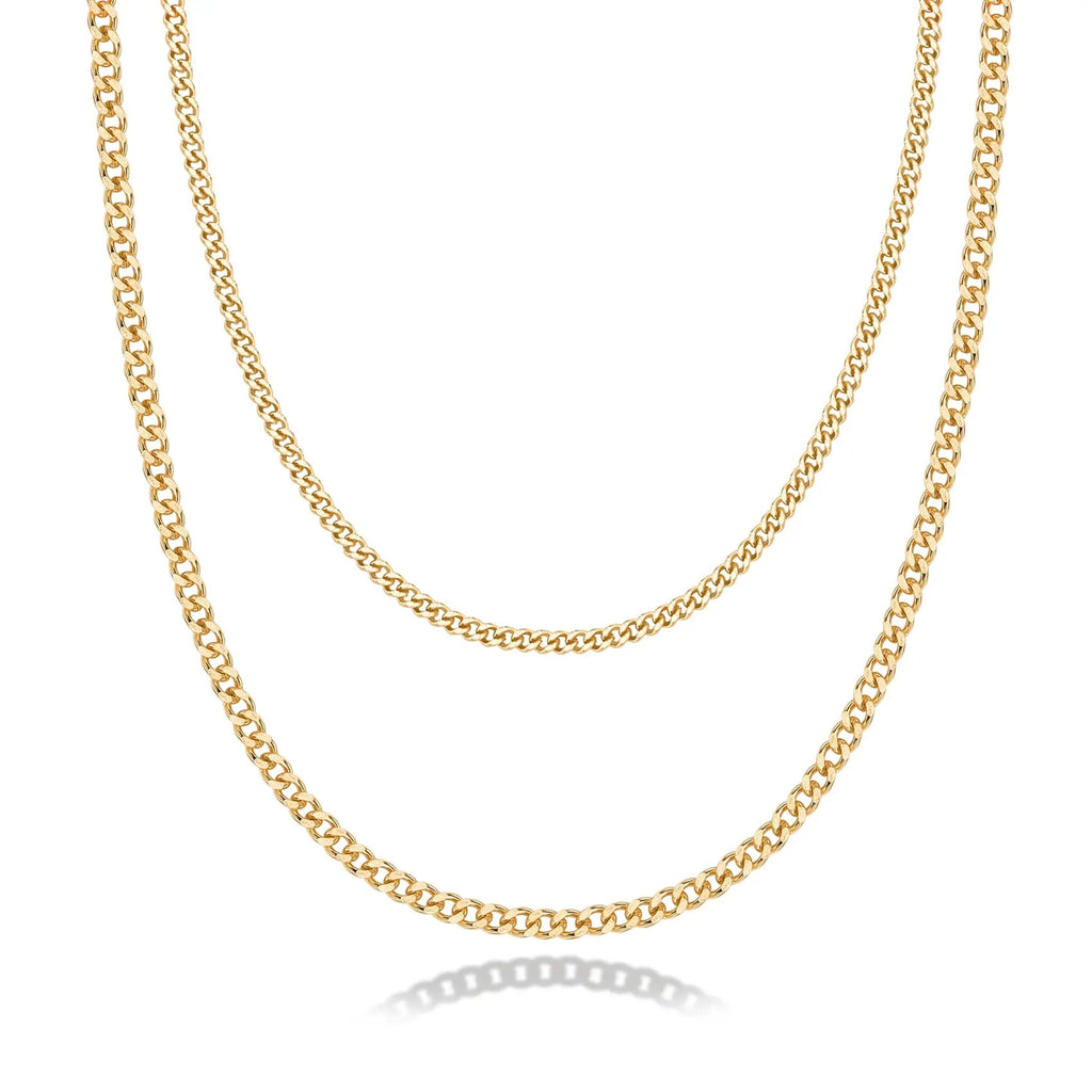 14K Gold Plated Layered Triple Chain Necklaces for Women - Fine Charm Jewelry - 0.55Mm 0.65Mm 0.7Mm Thick Trendy Necklace - KARMARKA