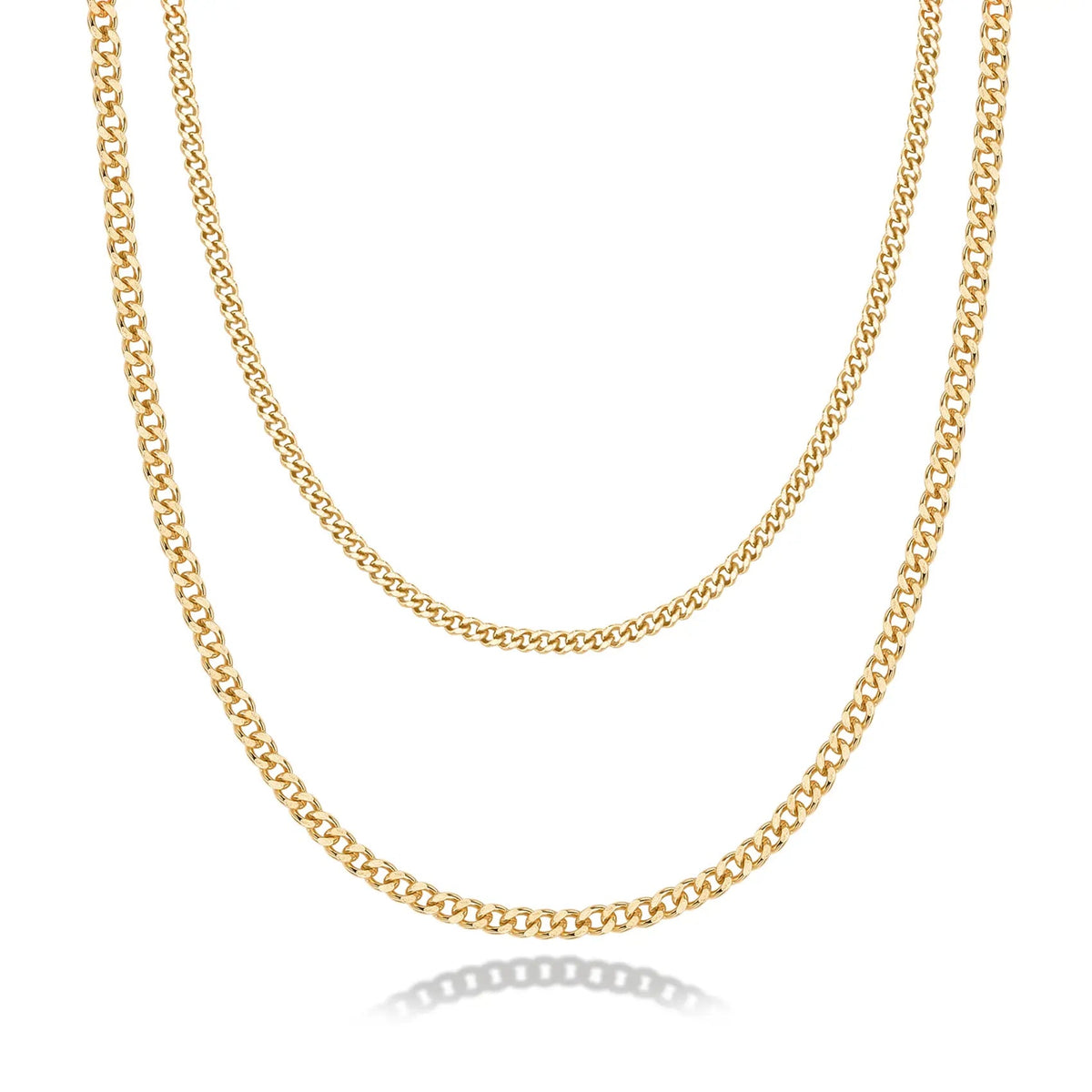 14K Gold Plated Layered Triple Chain Necklaces for Women - Fine Charm Jewelry - 0.55Mm 0.65Mm 0.7Mm Thick Trendy Necklace - KARMARKA