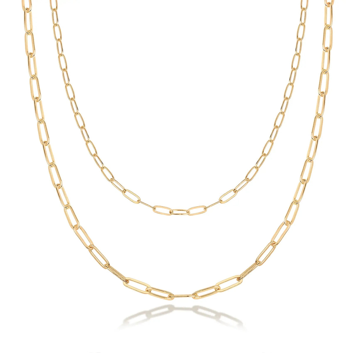 14K Gold Plated Layered Triple Chain Necklaces for Women - Fine Charm Jewelry - 0.55Mm 0.65Mm 0.7Mm Thick Trendy Necklace - KARMARKA
