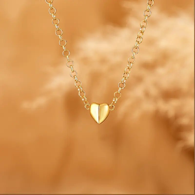 14K Gold Plated Magnetic Heart Necklace for Women - KARMARKA