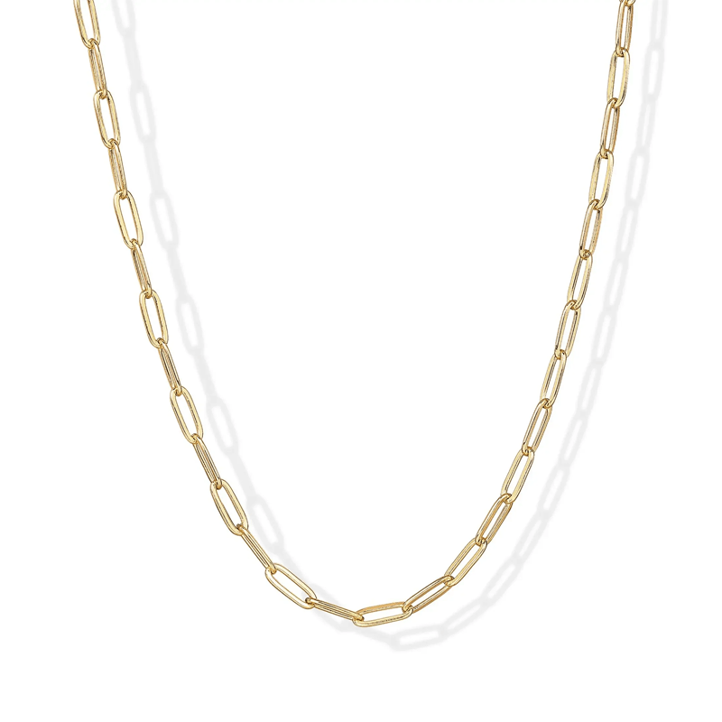 14K Gold Plated Paperclip Chain Necklaces for Women - Dainty Gold Jewelry Chain Necklace - Lightweight 20" Adjustable Link Chain Necklaces - KARMARKA