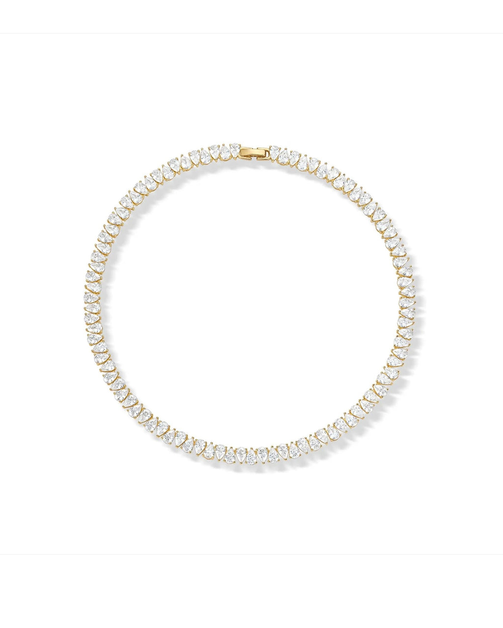 14K Gold Plated Pear Cubic Zirconia Tennis Necklace for Women – Tennis Chain Necklaces – Sizes 15" and 18" - KARMARKA