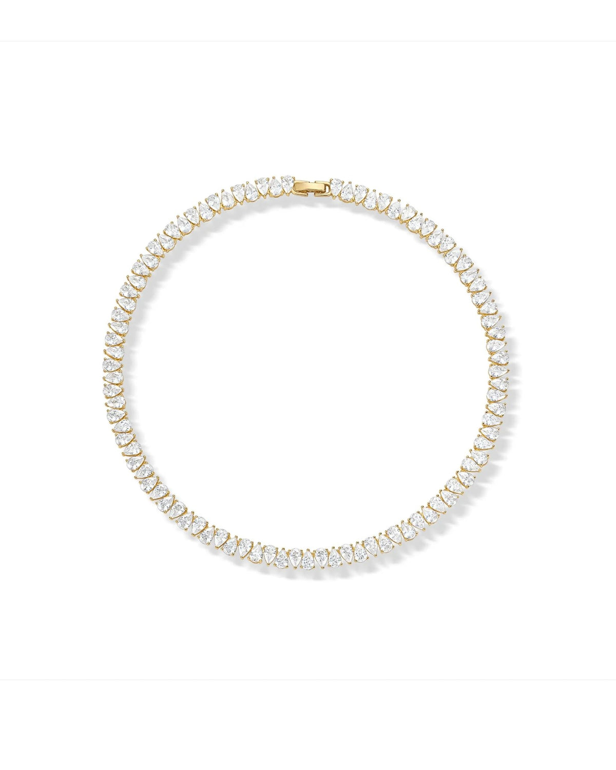 14K Gold Plated Pear Cubic Zirconia Tennis Necklace for Women – Tennis Chain Necklaces – Sizes 15" and 18" - KARMARKA