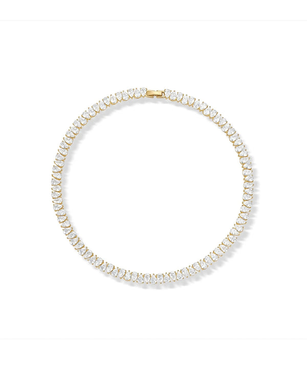 14K Gold Plated Pear Cubic Zirconia Tennis Necklace for Women – Tennis Chain Necklaces – Sizes 15" and 18" - KARMARKA