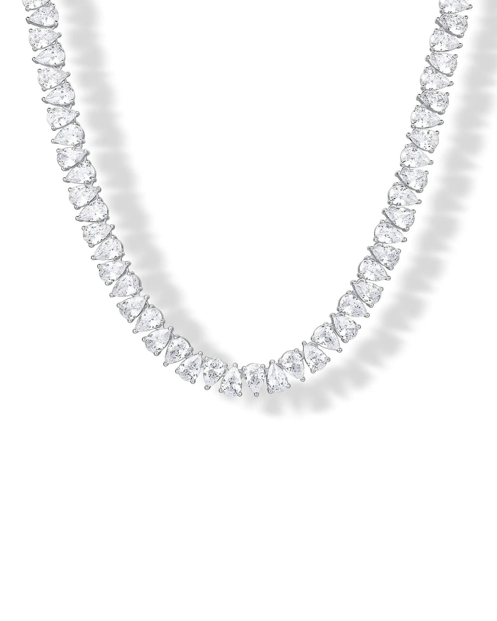 14K Gold Plated Pear Cubic Zirconia Tennis Necklace for Women – Tennis Chain Necklaces – Sizes 15" and 18" - KARMARKA