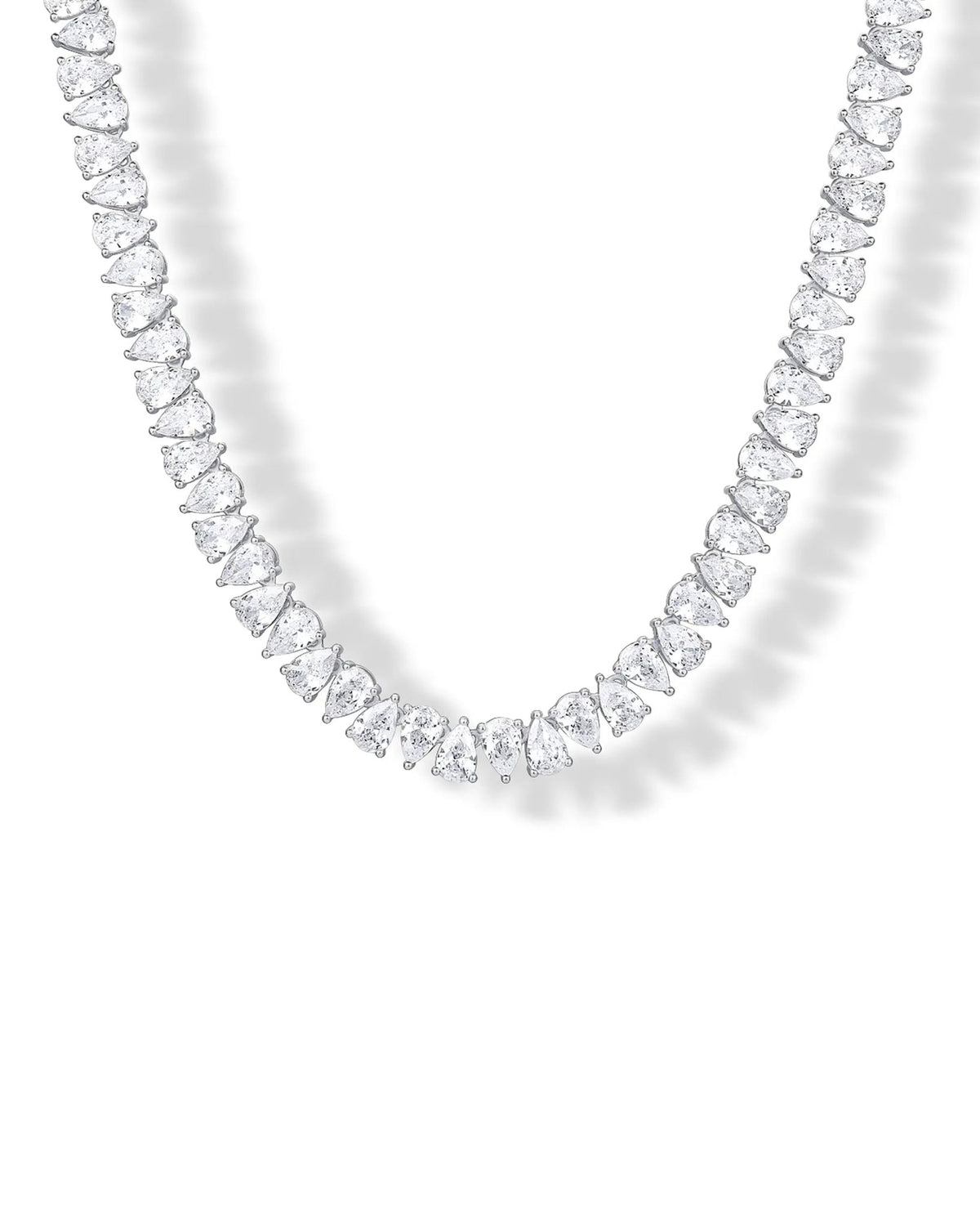 14K Gold Plated Pear Cubic Zirconia Tennis Necklace for Women – Tennis Chain Necklaces – Sizes 15" and 18" - KARMARKA