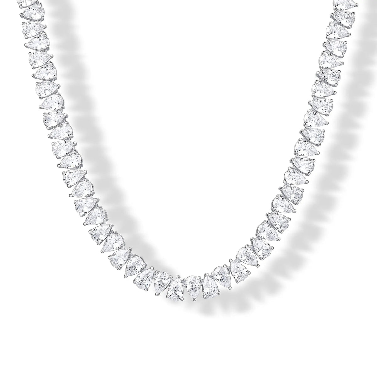 14K Gold Plated Pear Cubic Zirconia Tennis Necklace for Women – Tennis Chain Necklaces – Sizes 15" and 18" - KARMARKA
