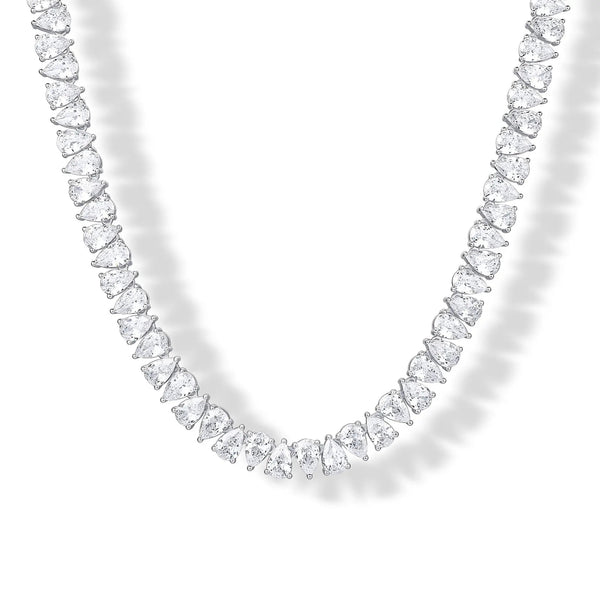 14K Gold Plated Pear Cubic Zirconia Tennis Necklace for Women – Tennis Chain Necklaces – Sizes 15" and 18" - KARMARKA