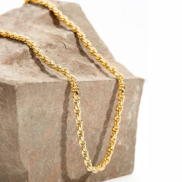 14K Gold Plated Rope Chain Necklace - Chain Necklaces for Women - Plated Gold Necklace for Women - KARMARKA