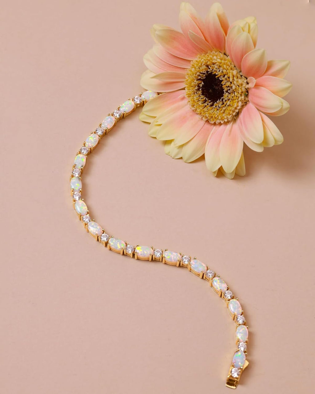 14K Gold Plated Silver Birthstone Tennis Bracelets for Women 7" - KARMARKA