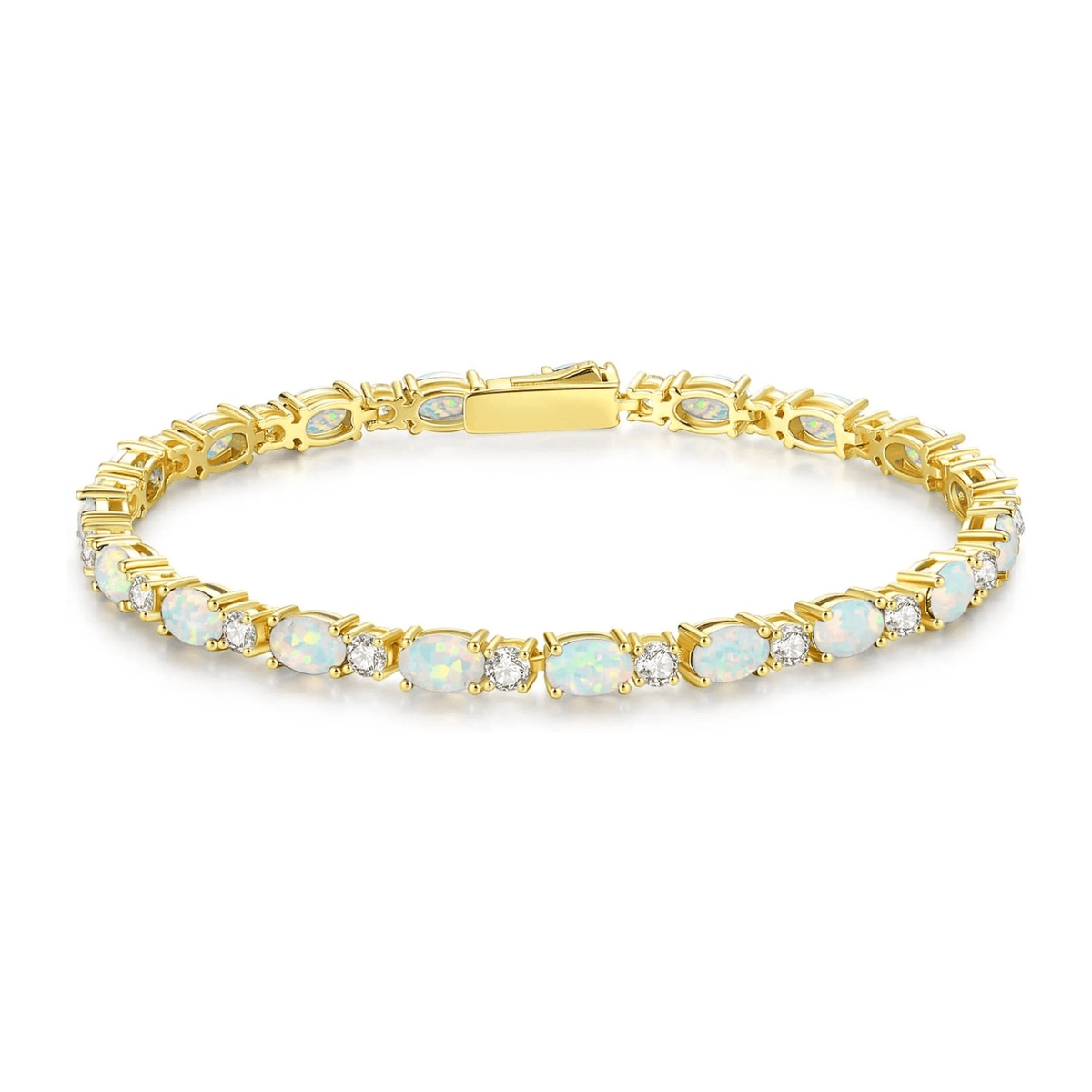 14K Gold Plated Silver Birthstone Tennis Bracelets for Women 7" - KARMARKA Main image