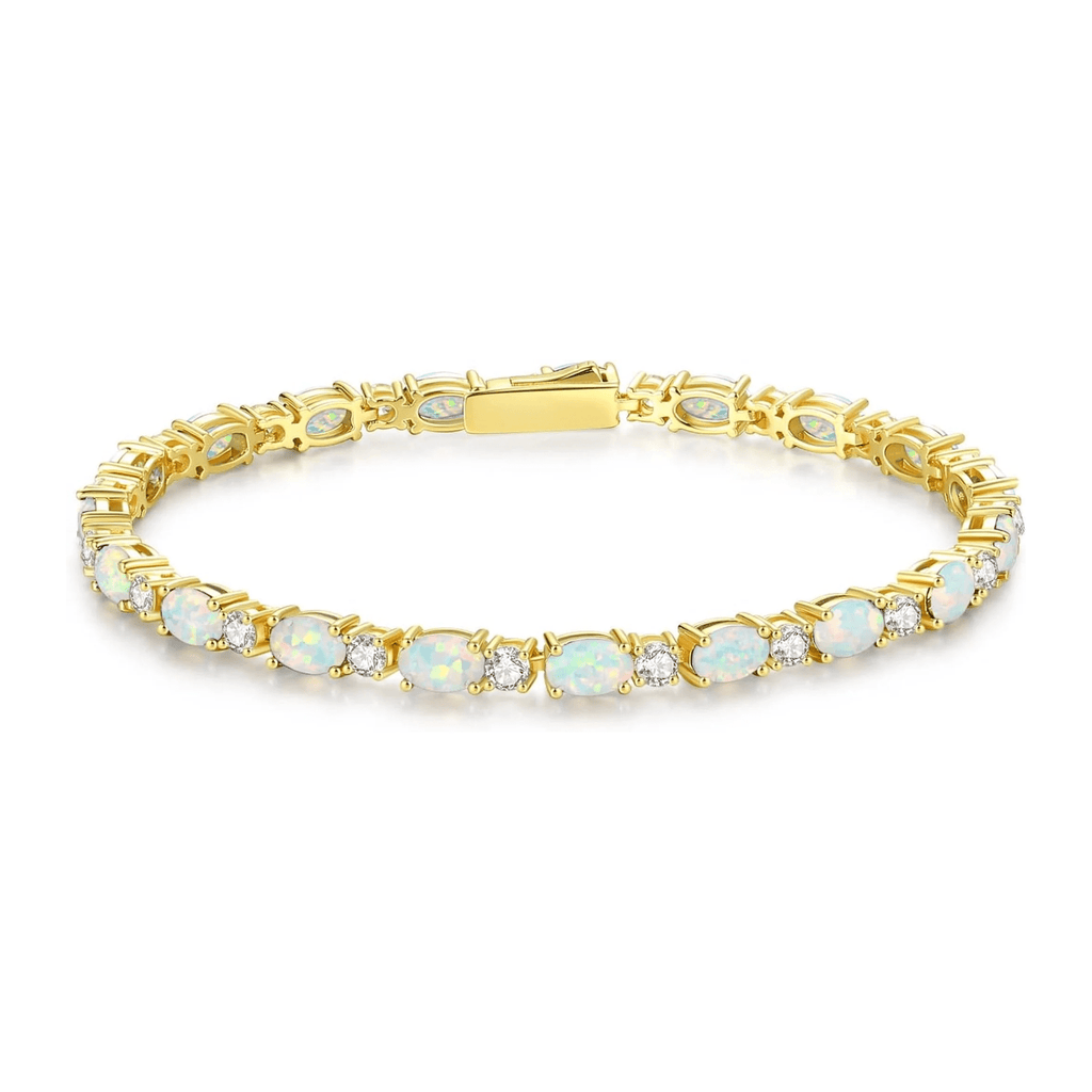 14K Gold Plated Silver Birthstone Tennis Bracelets for Women 7" - KARMARKA
