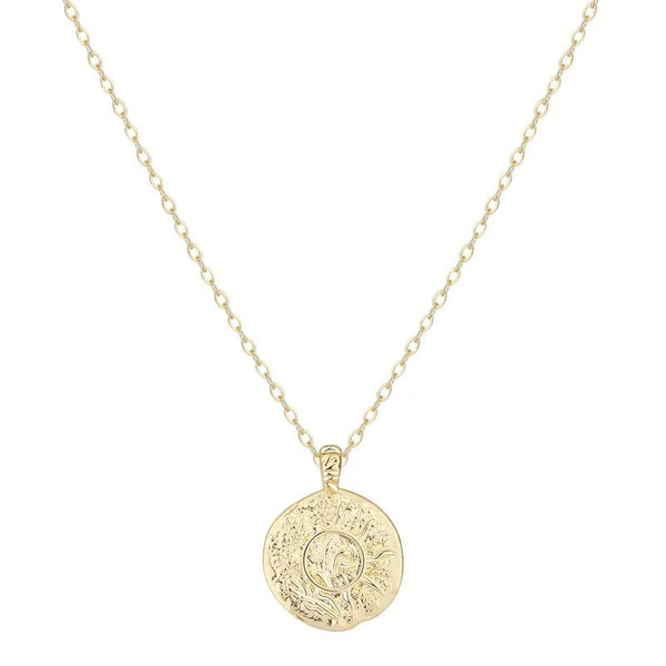 14K Gold Plated Sun Coin Pendant Necklace for Women - KARMARKA