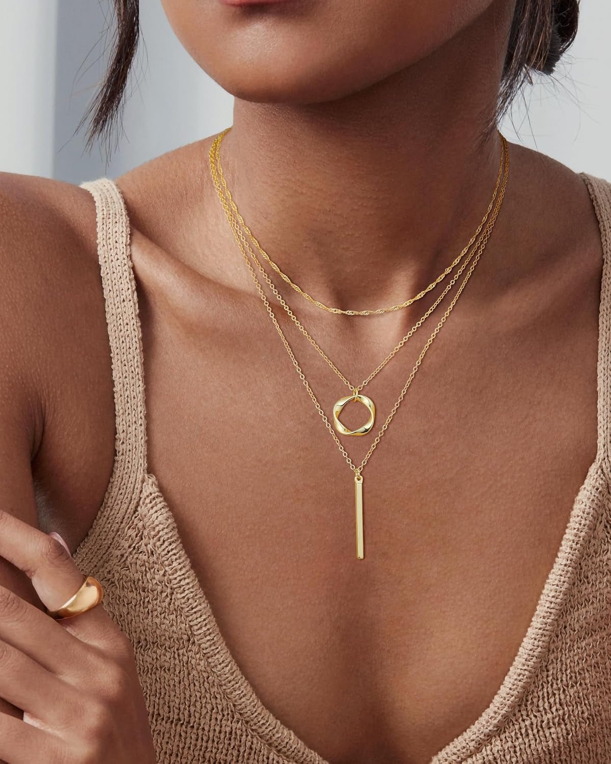 14K Gold Silver Plated Layered Necklaces for Women Trendy - KARMARKA